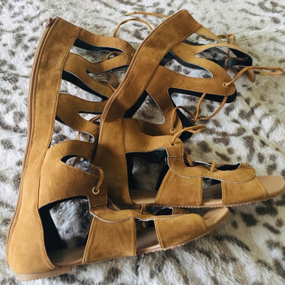 High tie up sandals